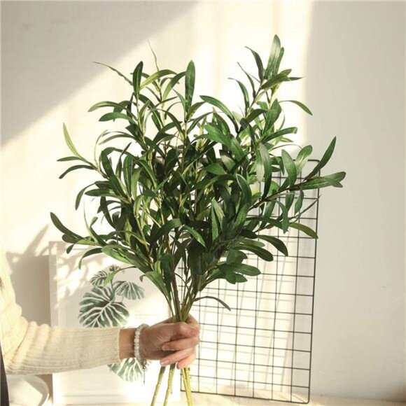 4pcs Faux Greenery Branches Stems Fake Olive Branches Artificial Plants for Vase - Picture 1 of 8
